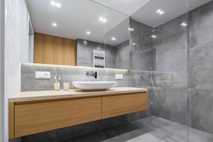 badkamer meubel sanitair en  verlichting  renovatie te koksijde